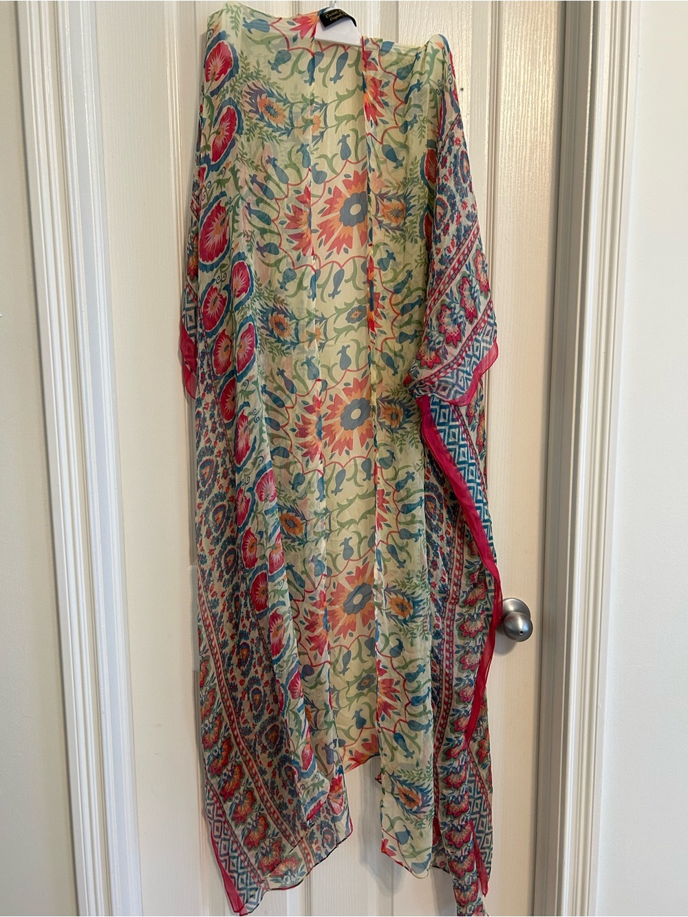 Bohemian Floral Kimono Cardigan - Pink & Cream
